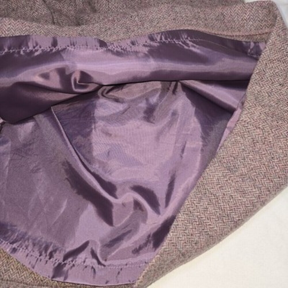 GAP 100% Wool Herringbone Tweed Pleated Mini Skirt Lined Purple Brown Women’s... - Picture 4 of 11
